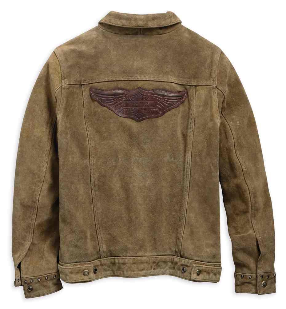 Harley-Davidson® Women's Gauges Patch Suede Leather Jacket - Tan