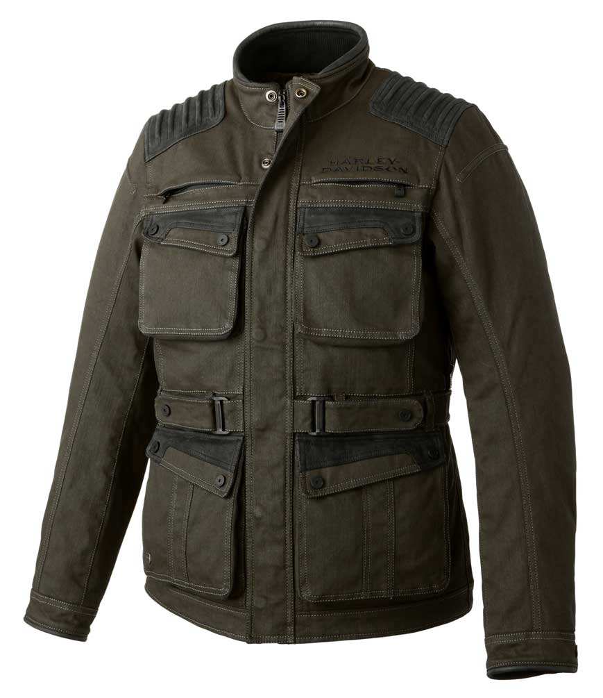 Harley-Davidson® Men's Trego Stretch Slim Fit Riding Jacket, Green
