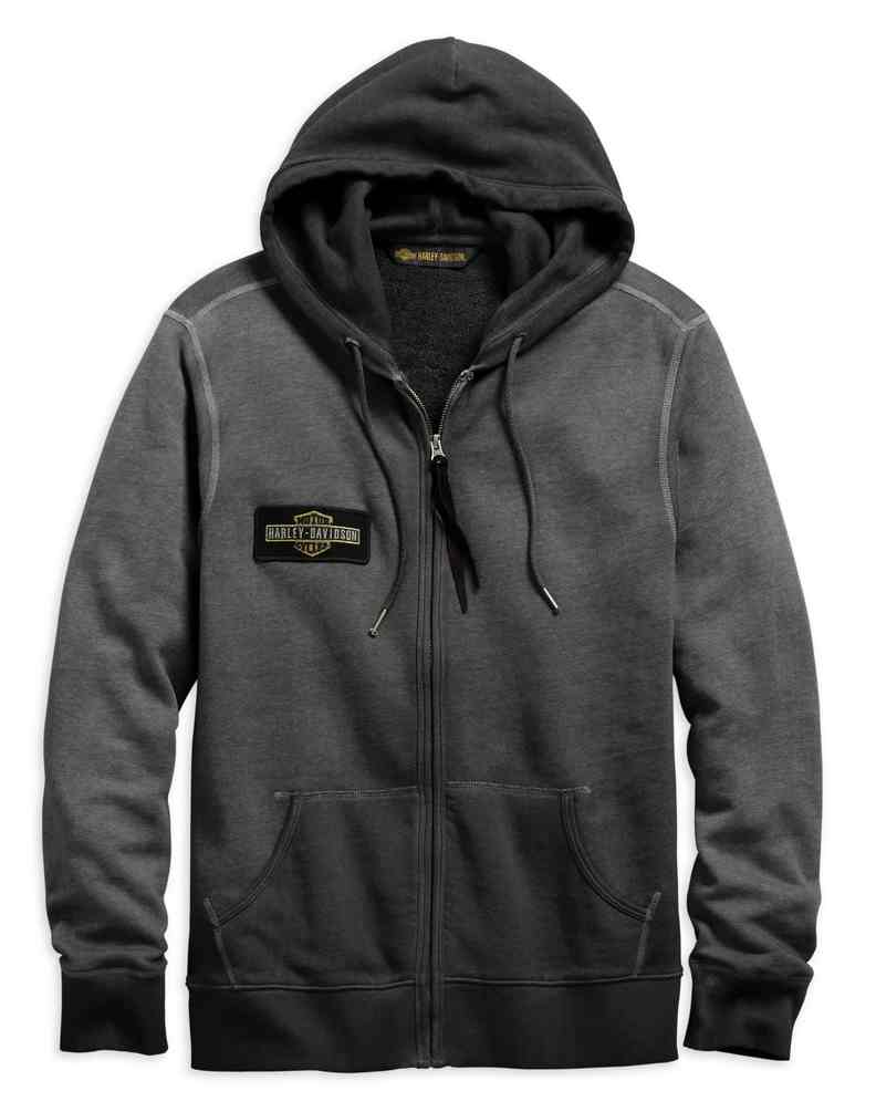 Harley-Davidson Men's Oak Leaf Slim Fit Zippered Hoodie, Black 99269-19VM - Wisconsin Harley-Davidson