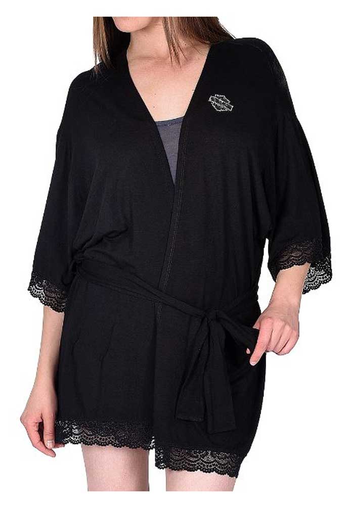 Harley-Davidson Women's Hole In A Heart 3/4 Sleeve Robe, One Size Fits Most - Wisconsin Harley-Davidson
