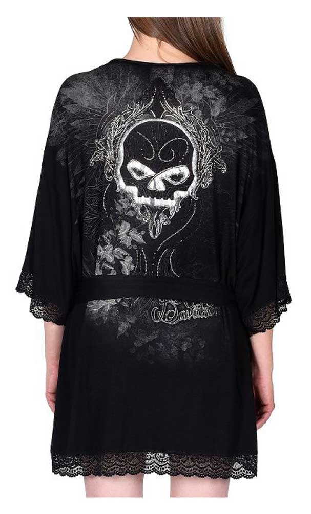 Harley-Davidson Women's Hole In A Heart 3/4 Sleeve Robe, One Size Fits Most - No Hassle Returns at Wisconsin Harley