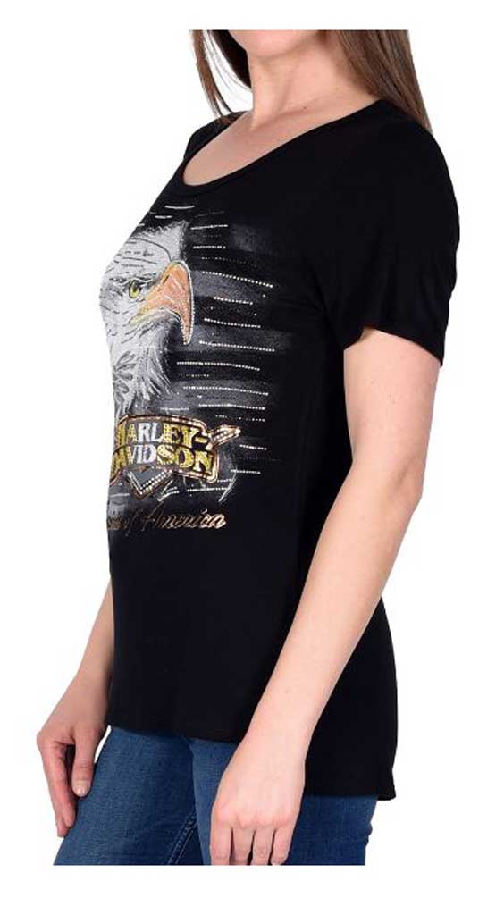 Harley-Davidson Free Shipping - Harley-Davidson Women's Where Eagles Dare Embellished Scoop Neck Tee, Black - Free Shipping on many products plus Orders Over $99