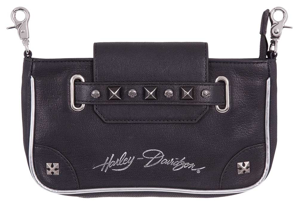 Harley-Davidson Women's Studded Grip Pouch Leather Hip Bag, HDWBA11351-BLK - Wisconsin Harley-Davidson