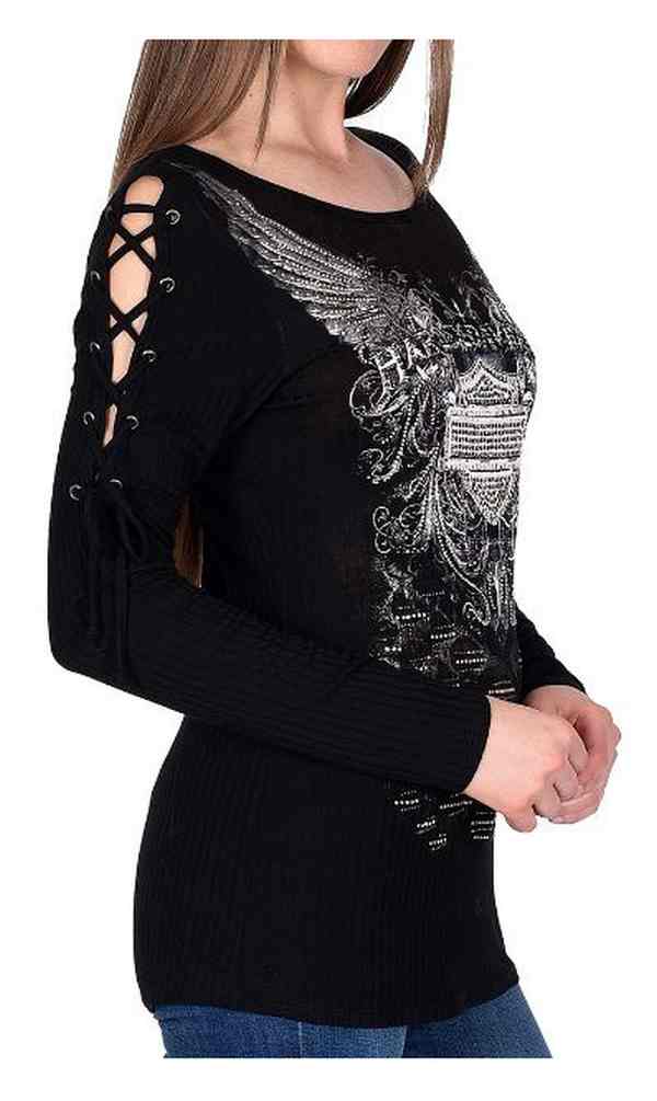 Harley-Davidson Free Shipping - Harley-Davidson Women's Esoteric Truth Embellished Lace-Up Long Sleeve Top - Free Shipping on many products plus Orders Over $99