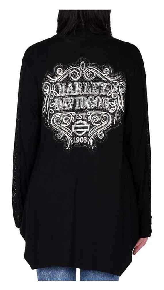Harley-Davidson Women's Hearts Inferno Lace Trim Long Sleeve Cardigan, Black - Largest Selection of Harley-Davidson Products