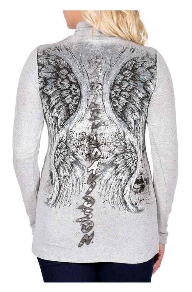 Harley-Davidson Women's Guardian Embellished Long Sleeve Mock Neck Top, Gray - No Hassle Returns at Wisconsin Harley