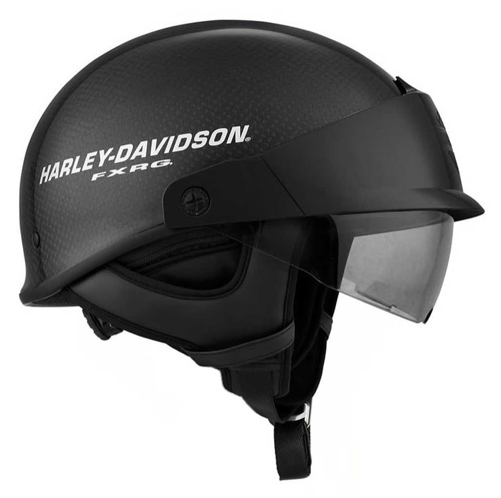 Harley-Davidson Men's FXRG J07 Carbon Fiber Half Helmet, Gloss Black 98254-19VX - No Hassle Returns at Wisconsin Harley