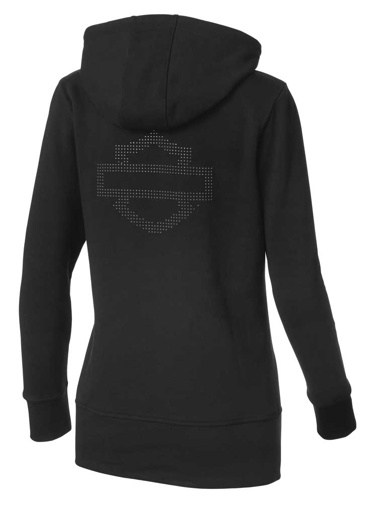Harley-Davidson® Women's Long-Line Logo Zippered Hoodie, Charcoal