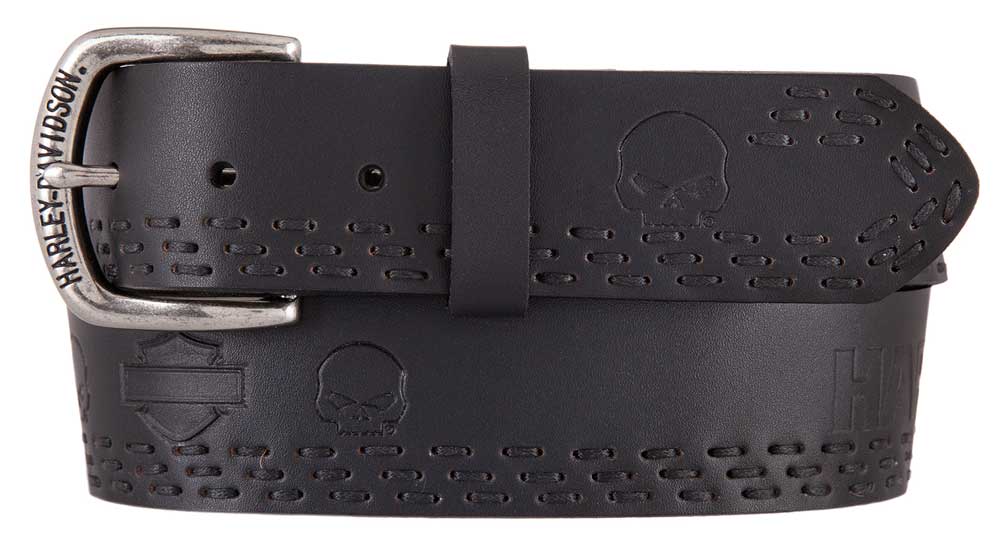 Harley-Davidson Men's Eliminator Genuine Leather Belt, Black HDMBT11439 - Wisconsin Harley-Davidson