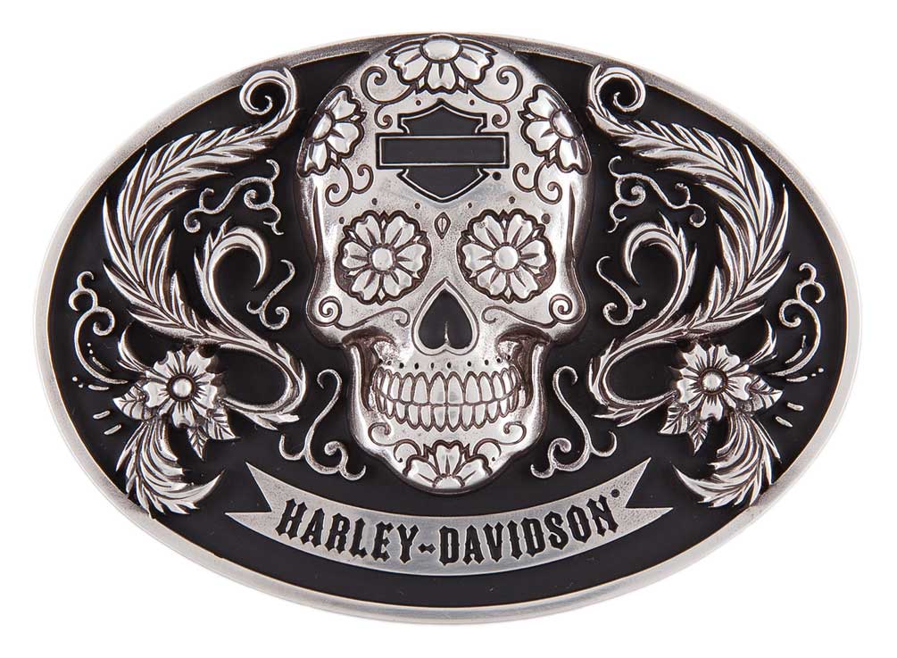 Harley-Davidson Women's Vida Skull Belt Buckle, Polished Silver HDWBU11503 - Wisconsin Harley-Davidson