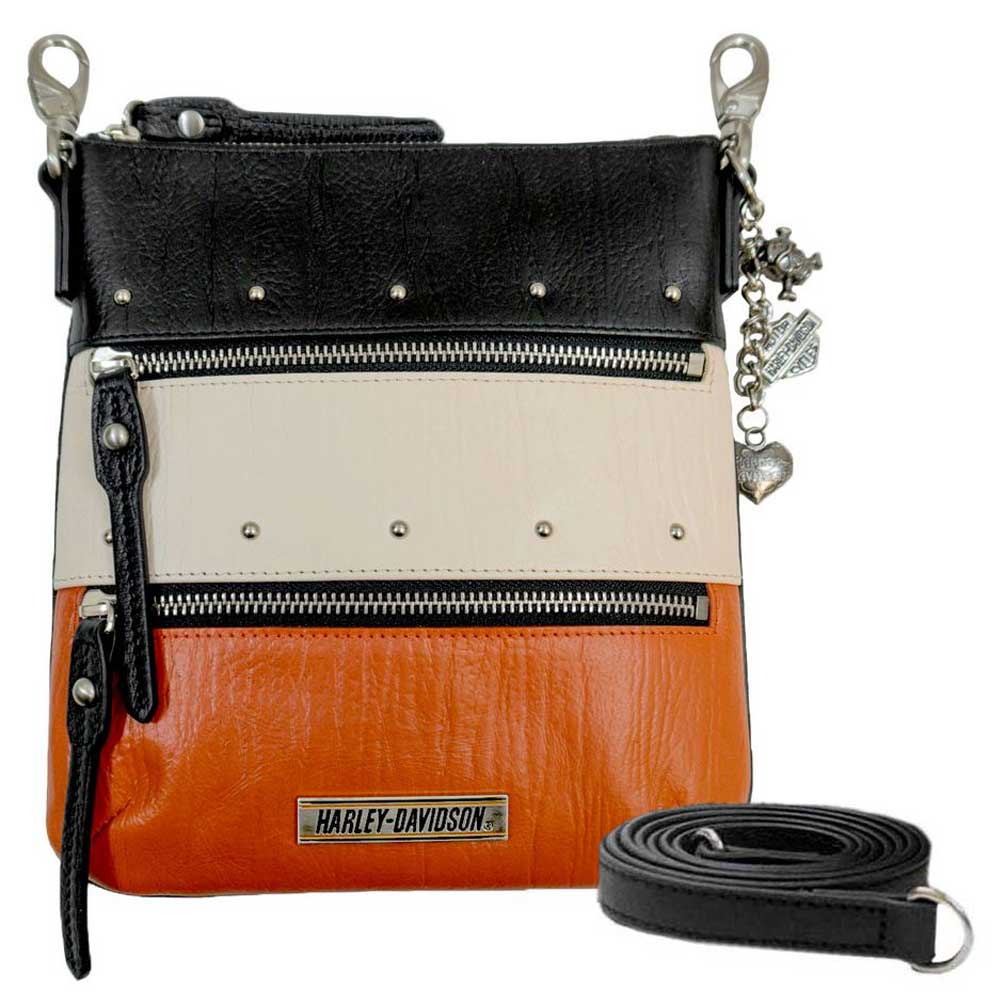 Harley-Davidson® Women's Orange Colorblock Leather Vertical Hip  Bag/Crossbody