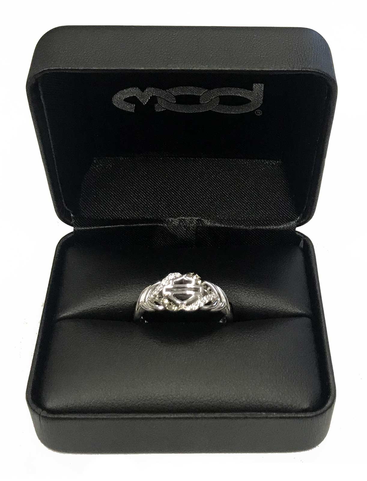 Harley-Davidson® Women's Salt & Pepper Twist Ring, Sterling Harley-Davidson® Women's Salt & Pepper Twist Ring, Sterling