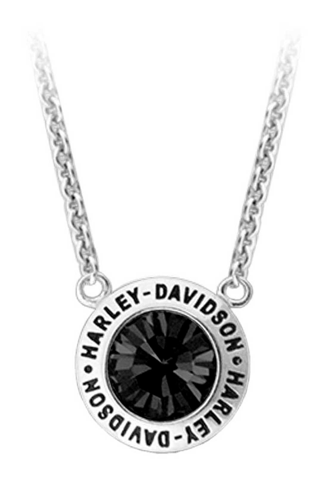Harley Davidson Women S Black Crystal Stone Script Chain Necklace Hdn0403 Wisconsin Harley Davidson
