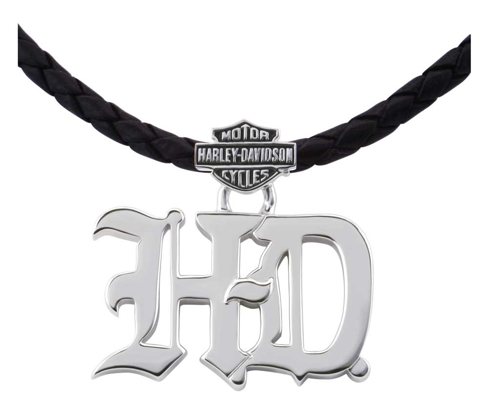 Harley-Davidson® Men's Old English H-D Necklace w/ Leather Cord
