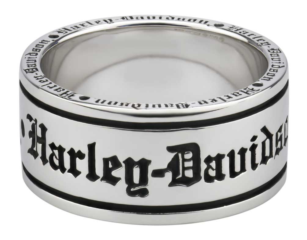 Harley-Davidson Men's Old English Script Band Ring, Sterling Silver HDR0481 - Wisconsin Harley-Davidson