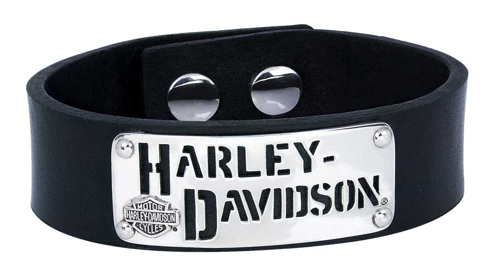 Harley-Davidson Men's Genuine Leather Cut-Out Adjustable Cuff, Black HDB0299 - Wisconsin Harley-Davidson