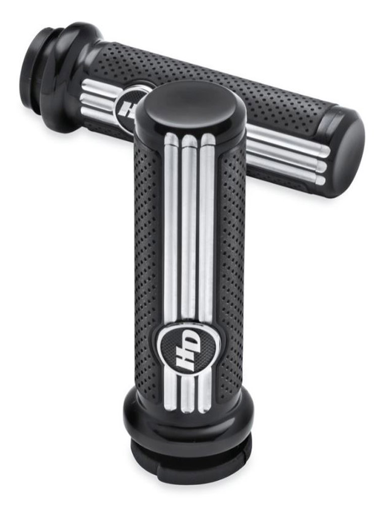 Harley-Davidson Defiance Hand Grips, Black Anodized Machine Cut 56100174 - Wisconsin Harley-Davidson