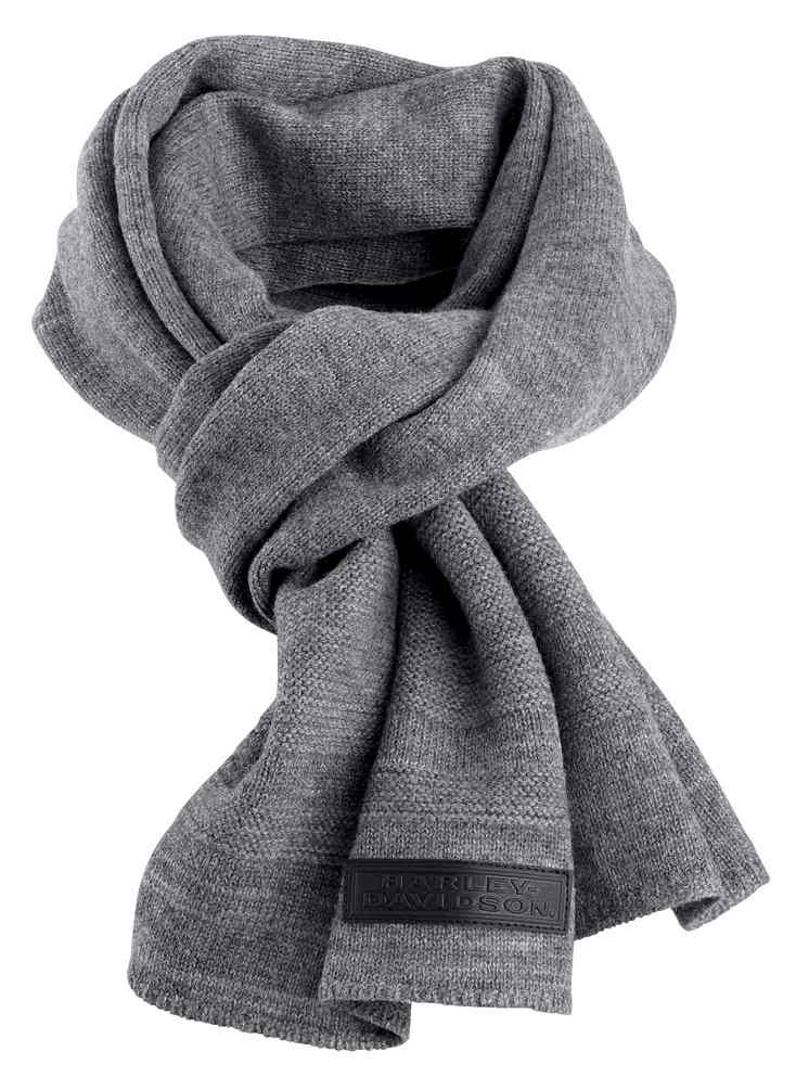 Harley-Davidson Men's Wool Blend Ribbed Stripes Knit Scarf, Gray 97827-19VM - Wisconsin Harley-Davidson