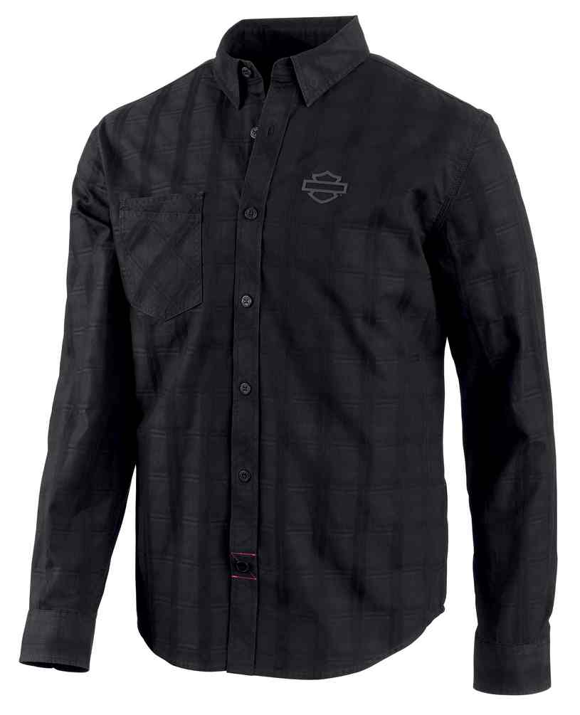 Harley-Davidson Men's Jacquard Plaid Slim Fit Long Sleeve Shirt 96572-19VM - Wisconsin Harley-Davidson
