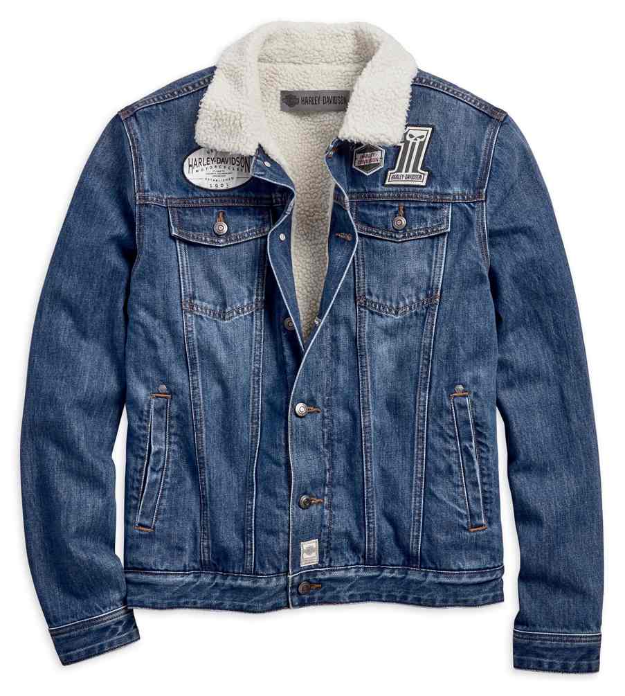 Harley-Davidson Men's Sherpa Fleece Denim Slim Fit Jacket, Indigo 96600-19VM - Wisconsin Harley-Davidson