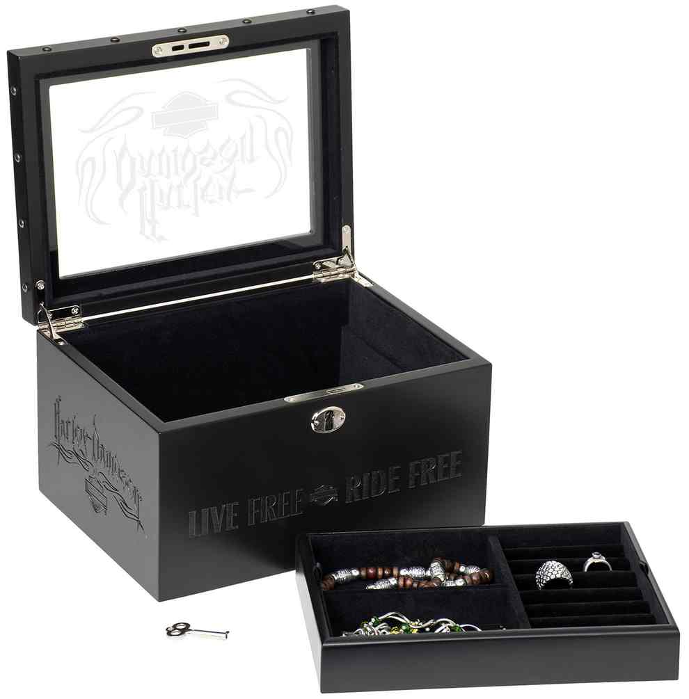Harley-Davidson® Live Free - Ride Free Wooden Jewelry Box, Velvet