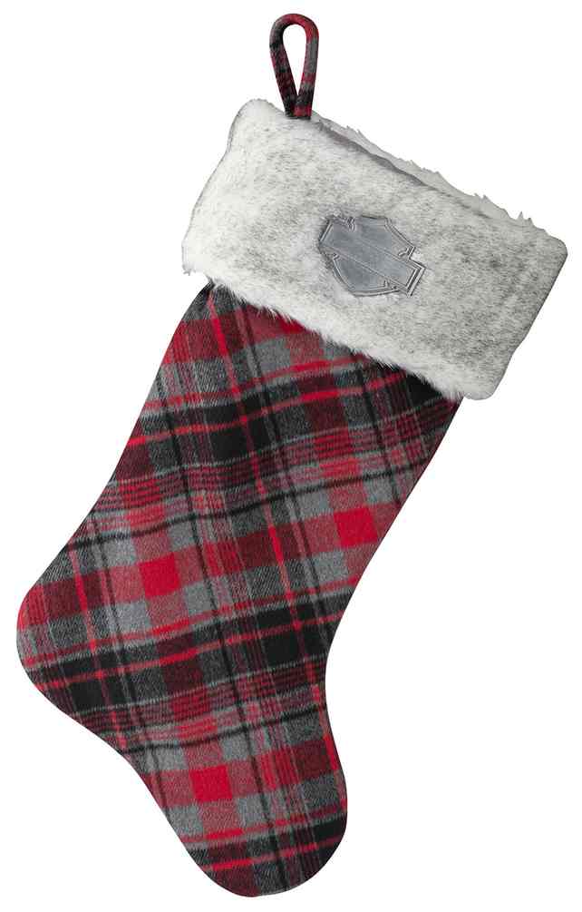新品✨STORM【日本サイズXL】レッド　トナカイ　雪　チェック　ボウリング Harley-Davidson® Winter Holiday Stocking - Red Plaid w/ Satin