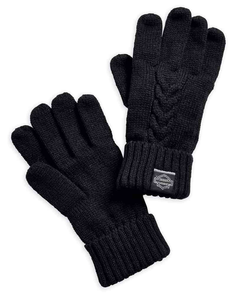 Harley Davidson Women S Cable Knit Bar Shield Winter Gloves