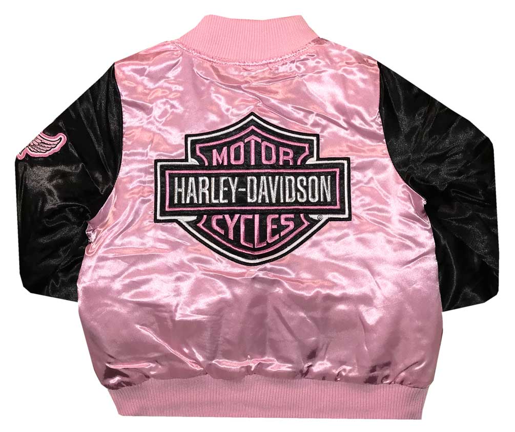 Harley-Davidson® Little Girls' Satin Bomber Jacket, Pink & Black ...