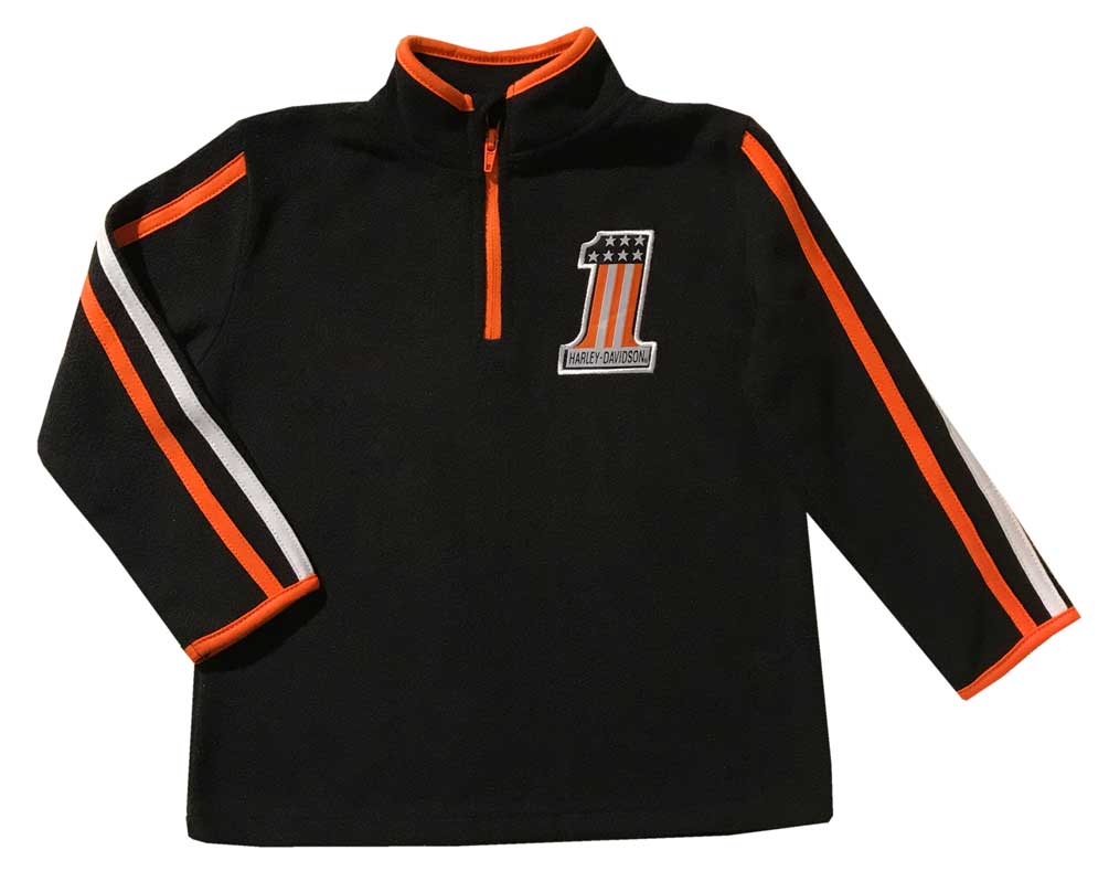 Harley-Davidson Big Boys' Embroidered Polar Fleece 1/4 -Zip, Black 6594825 - Wisconsin Harley-Davidson