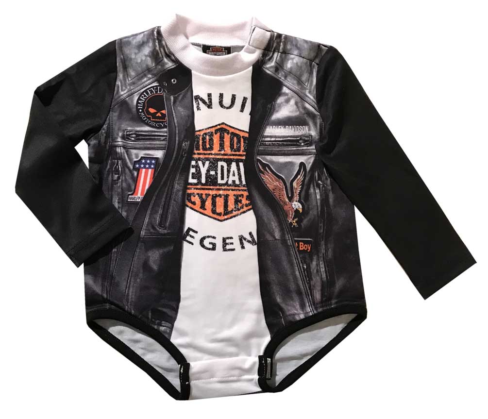Harley Davidson Baby Boys Biker Knit Long Sleeve Newborn Creeper