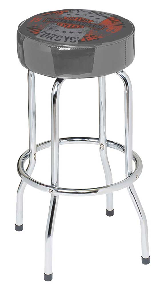 Harley-Davidson Distressed Motorcycle Steel Frame Bar Stool, Gray HDL-12136 - Wisconsin Harley-Davidson