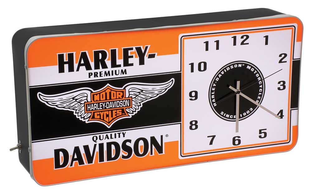 Harley-Davidson® Winged Bar & Shield LED Vintage Ad Metal Clock