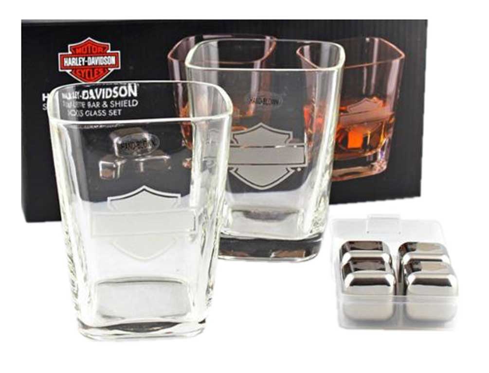 Harley-Davidson Free Shipping - Harley-Davidson Silhouette B&S 12 oz. Rocks Glass Set w/ 4 Ice Cubes HDL-18791 - Free Shipping on many products plus Orders Over $99