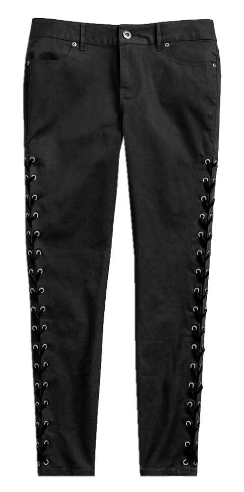Side Laced Stretch Skinny Pants 