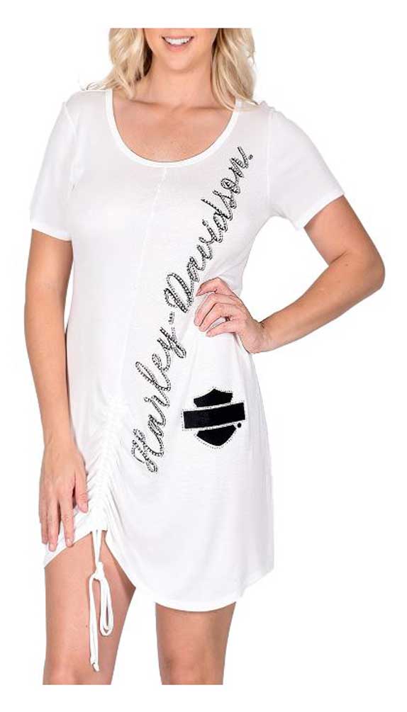 ★Harley Davidson★ Open BS Silk Short Sleeve T-Shirt White Harley-Davidson® Women's Swinging V-Neck Short Sleeve Cotton