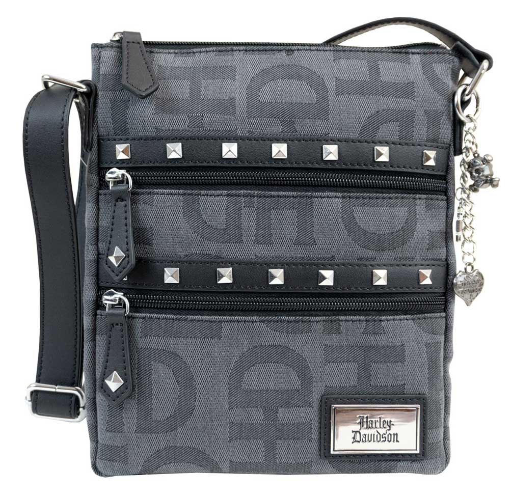 Harley-Davidson Women's Gray H-D Jacquard Slim Crossbody Purse GJ9063J-GRYBLK - Wisconsin Harley-Davidson