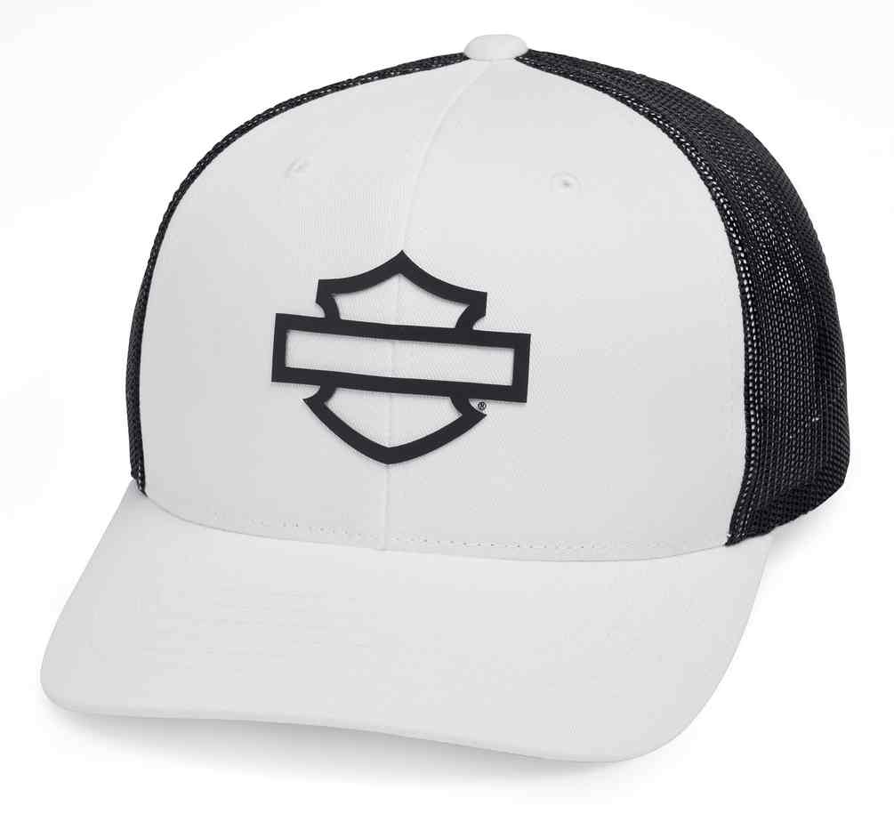 Harley-Davidson Men's Logo Colorblock Trucker Cap, White & Black 99472-19VM - Wisconsin Harley-Davidson