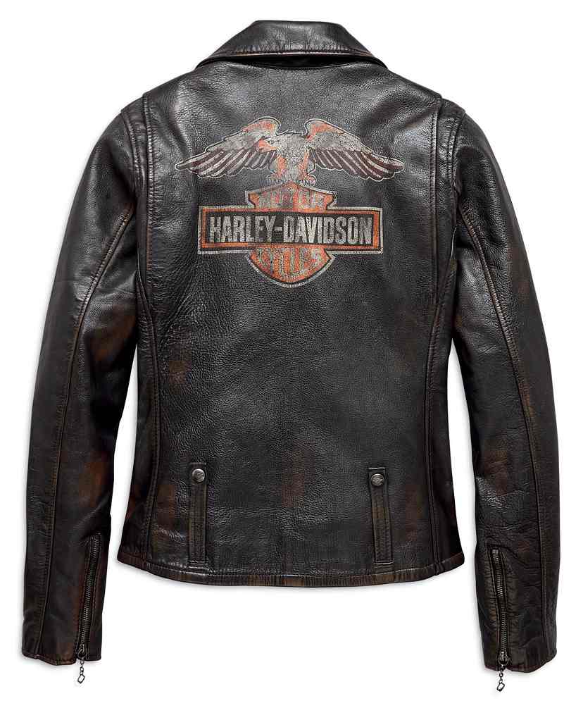 ジャケット・アウター Harley Davidson Rider Leather Jacket M Harley-Davidson® Women's Eagle Logo Distressed Leather Biker