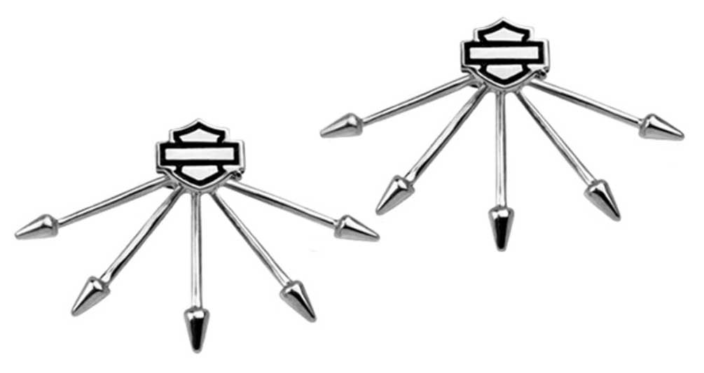 Harley-Davidson Women's Bar & Shield Spike Fan Earrings, Sterling Silver HDE0383 - Wisconsin Harley-Davidson