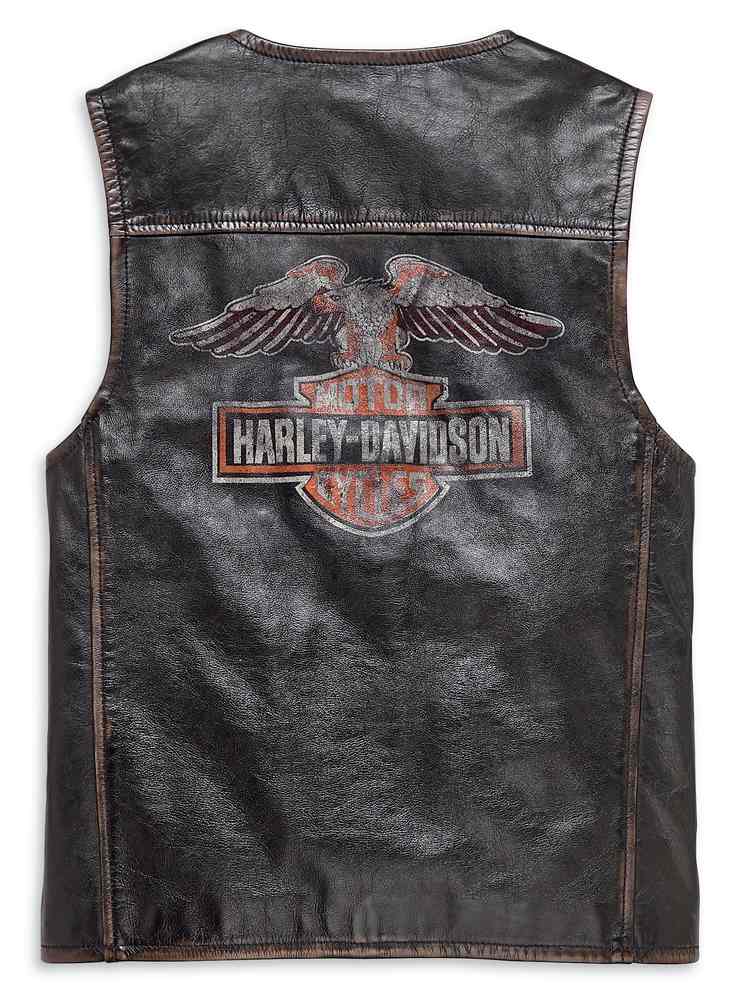 Harley-Davidson Free Shipping - Harley-Davidson Men's Eagle Distressed Slim Fit Leather Vest, Black 98078-19VM - Free Shipping on many products plus Orders Over $99
