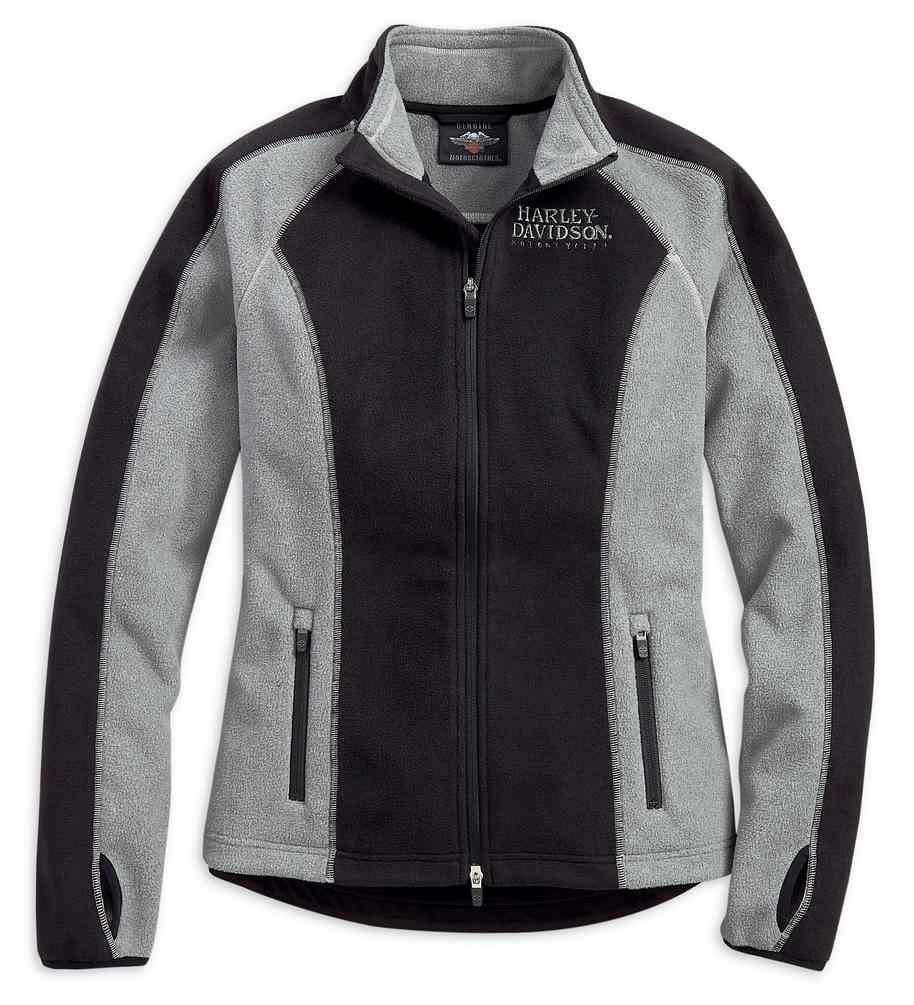 Harley-Davidson Women's Skull Windproof Fleece Jacket, Black & Gray 98407-19VW - Wisconsin Harley-Davidson