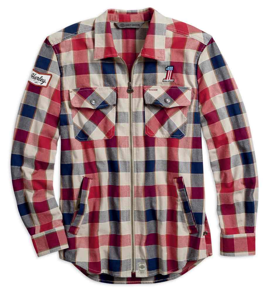 Harley-Davidson Men's #1 Plaid Zippered Slim Fit Long Sleeve Shirt 99194-19VM - Wisconsin Harley-Davidson