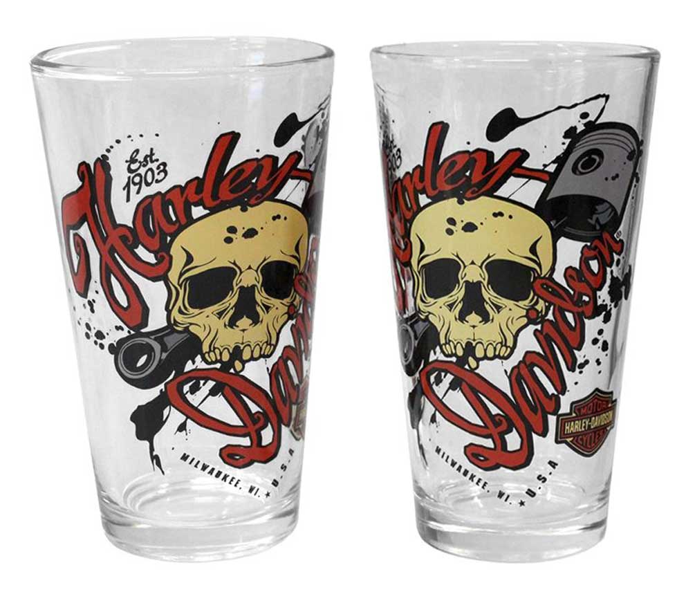 Harley-Davidson Piston Skull Growler Set w/ Two 16 oz. Pint Glasses HDL-18792 - No Hassle Returns at Wisconsin Harley