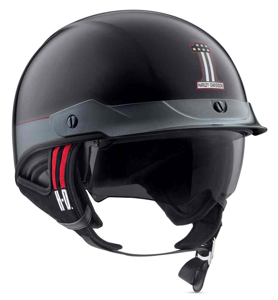 Harley-Davidson® Men's #1 Sun Shield J03 Half Helmet, Black/Steel 98369-19VX - Wisconsin Harley