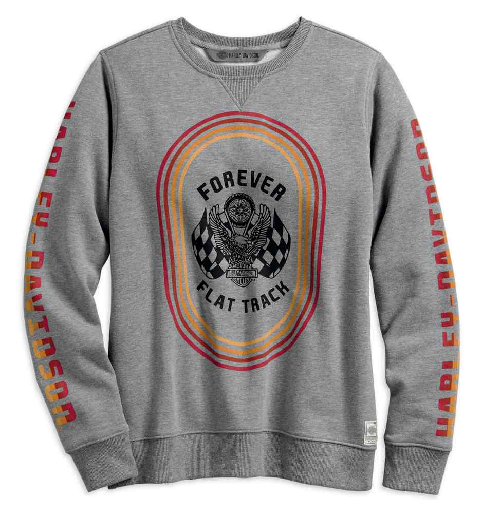 Harley-Davidson Women's Forever Flat Track Pullover Sweatshirt, Gray 99240-19VW - Wisconsin Harley-Davidson