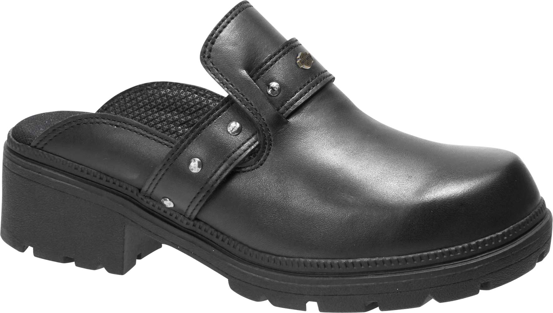 Harley-Davidson Women's Elsie Black Leather Studded Mules Clogs D84405 - Wisconsin Harley-Davidson
