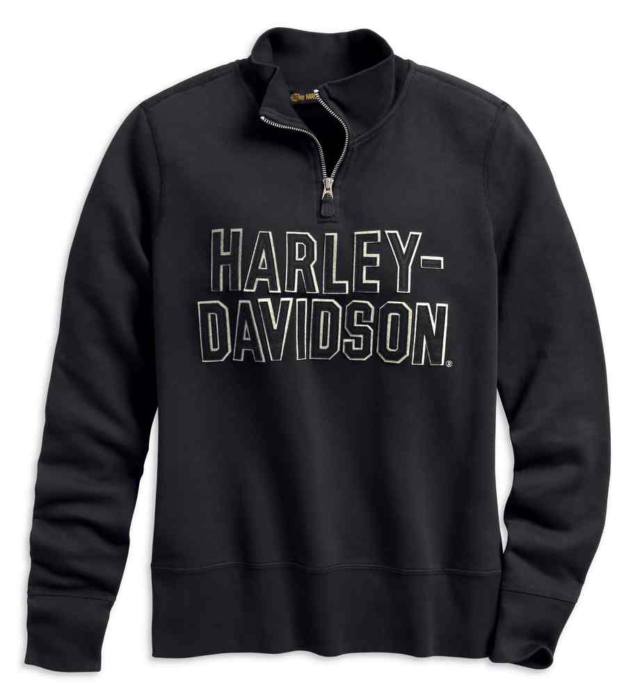 Harley-Davidson Women's Felt Letter 1/4-Zip Pullover, Black 99286-19VW - Wisconsin Harley-Davidson