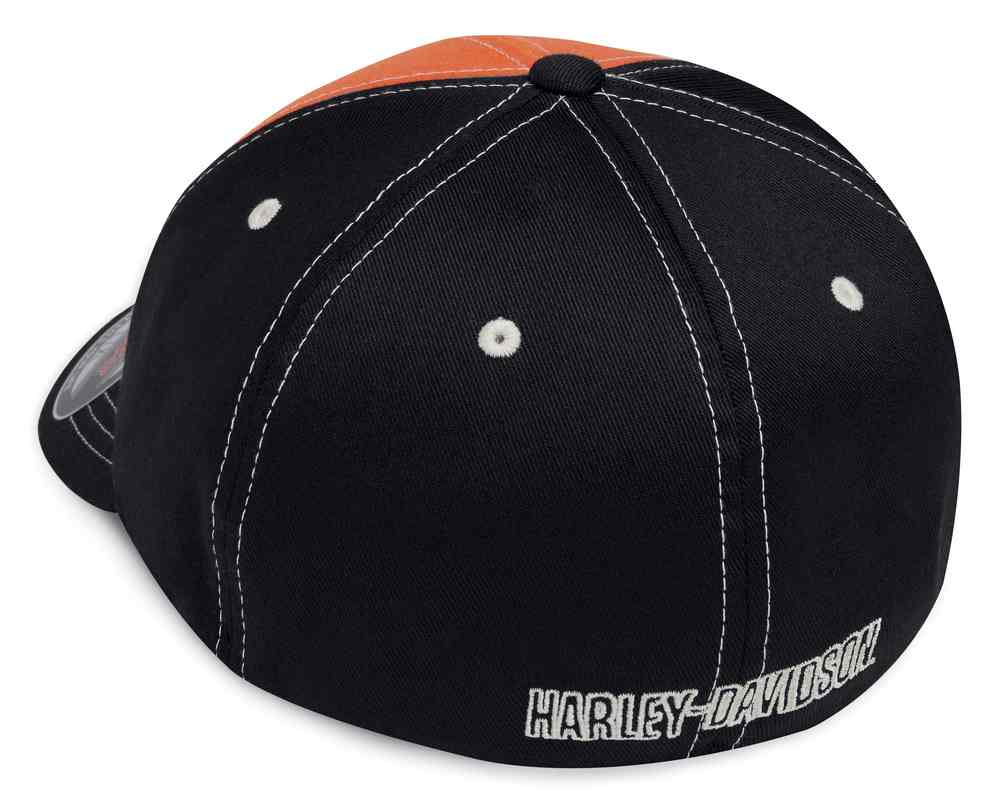 Harley-Davidson Free Shipping - Harley-Davidson Men's Colorblock Stretch Baseball Cap, Orange & Black 99469-19VM - Free Shipping on many products plus Orders Over $99