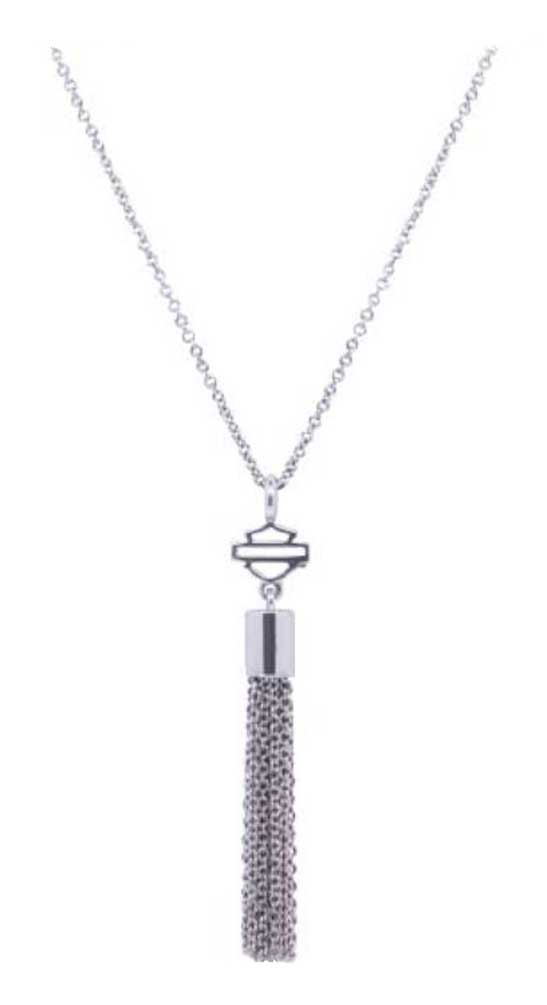 Harley-Davidson Women's B&S Tassel Necklace, Sterling Silver HDN0381-18 - Wisconsin Harley-Davidson