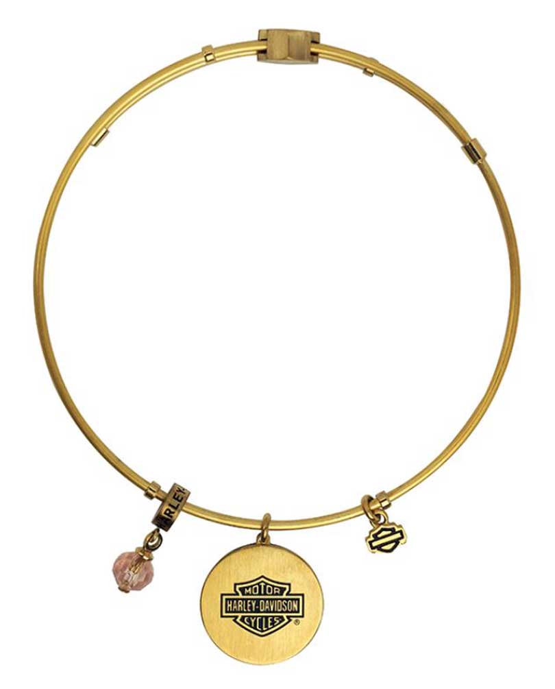Harley-Davidson Free Shipping - Harley-Davidson Women's Gold Tone Love Charm Bangle Bracelet, 7.5 in HSB0032-7.5 - Free Shipping on many products plus Orders Over $99